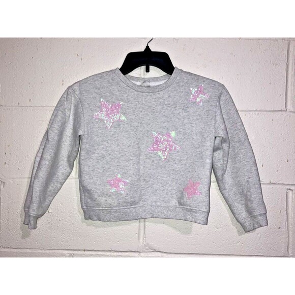 Ficcus Girls Grey Long Sleeve Sweatshirt w/ Bright Pink Stars | Size 10 - Picture 3 of 10